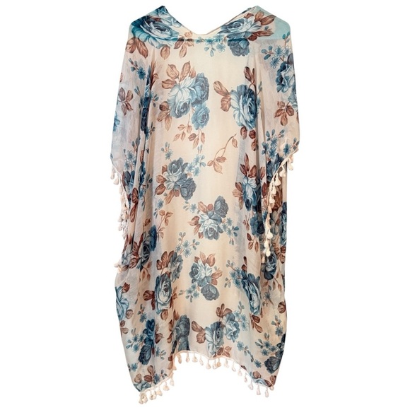 🌹RIAH FASHION TASSEL FLORAL SHEER KIMONO - Picture 4 of 6